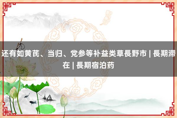 还有如黄芪、当归、党参等补益类草長野市 | 長期滞在 | 長期宿泊药